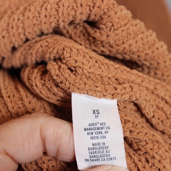 Aerie Oversized Turtleneck‎ Ribbed Knit Sweater Rust Orange XS TP - Picture 4 of 6